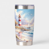 Zonovergoten Zeil en Vuurtoren  Geïsoleerde Drinkbeker (Achterkant)