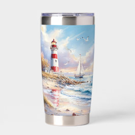 Zonovergoten Zeil en Vuurtoren Geïsoleerde Drinkbeker