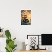 Zonovergoten Zoeker op de Dromende Zee Poster (Thuiskantoor)