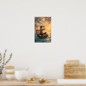 Zonovergoten Zoeker op de Dromende Zee Poster (Keuken)