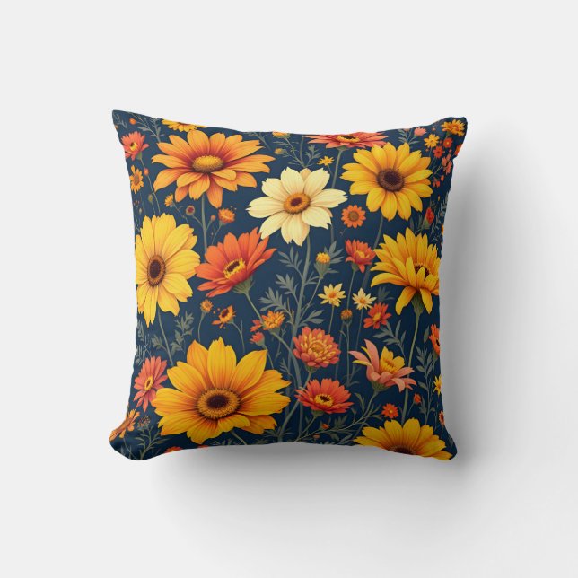 Zonovergoten zomer bloem patroon.Modern Outdoor Kussen (Voorkant)