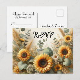 Zonovergoten zomer Zonnebloem Bloemen Uitnodiging Briefkaart