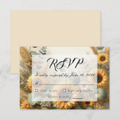 Zonovergoten Zomer Zonnebloemen Bloeien RSVP Kaartje (Voorkant / Achterkant)