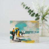 Zonovergotte Wandeling – Abstracte Figuren In Open Briefkaart (Staand voorkant)