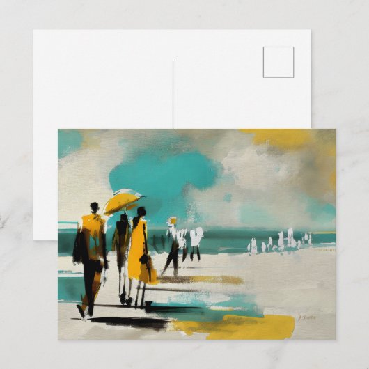Zonovergotte Wandeling – Abstracte Figuren In Open Briefkaart (Voorkant / Achterkant)