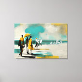 Zonovergotte Wandeling – Abstracte Figuren In Open Canvas Afdruk (Voorkant)