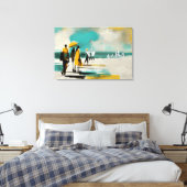 Zonovergotte Wandeling – Abstracte Figuren In Open Canvas Afdruk (Insitu (Slaapkamer))