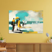 Zonovergotte Wandeling – Abstracte Figuren In Open Canvas Afdruk (Insitu (Woonkamer))