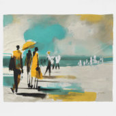 Zonovergotte Wandeling – Abstracte Figuren In Open Fleece Deken (Voorkant (Horizontaal))