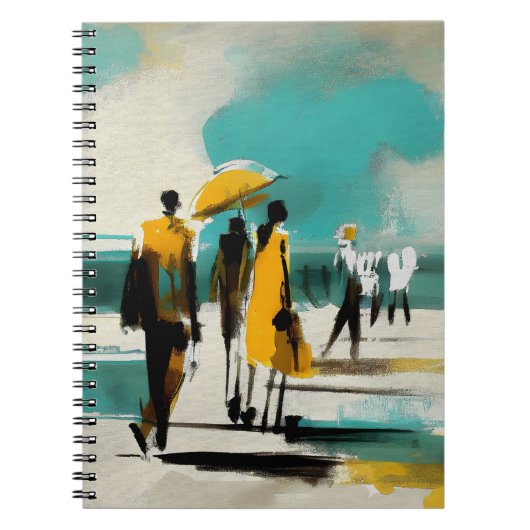 Zonovergotte Wandeling – Abstracte Figuren In Open Notitieboek (Voorkant)