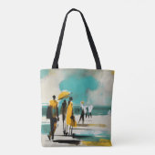 Zonovergotte Wandeling – Abstracte Figuren In Open Tote Bag (Achterkant)