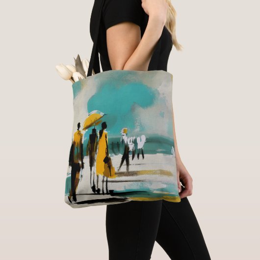 Zonovergotte Wandeling – Abstracte Figuren In Open Tote Bag (Dichtbij)