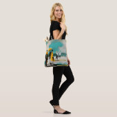 Zonovergotte Wandeling – Abstracte Figuren In Open Tote Bag (Op model)