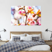 Zonoverlichte Roze Sakura Bloemen. Kersenbloesems Canvas Afdruk (Insitu (Slaapkamer))
