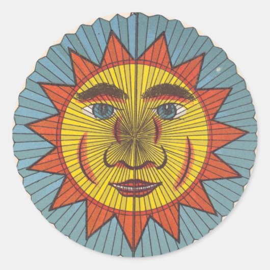 zonpapier lantaarn ronde sticker (Voorkant)