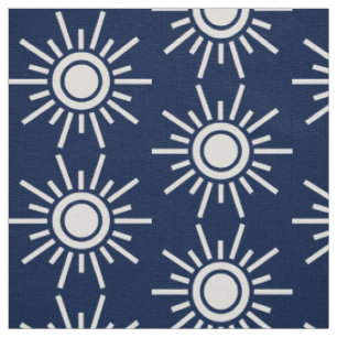 Zonpatroon 02 - Wit op donkerblauw Indigo 001744 Stof