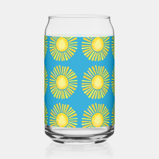 Zonpatroon Sinaasappel en Geel Blikvorm Glas (Voorkant)