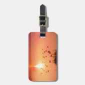 Zonset van roze en perzikmeer bagagelabel (Voorkant verticaal)