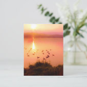 Zonset van roze en perzikmeer briefkaart (Staand voorkant)