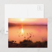 Zonset van roze en perzikmeer briefkaart (Voorkant / Achterkant)