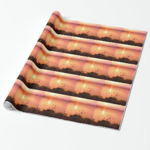 Zonset van roze en perzikmeer cadeaupapier