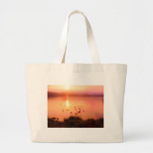 Zonset van roze en perzikmeer grote tote bag (Voorkant)