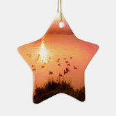 Zonset van roze en perzikmeer keramisch ornament (Rechts)