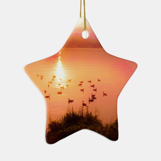 Zonset van roze en perzikmeer keramisch ornament (Rechts)