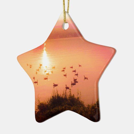 Zonset van roze en perzikmeer keramisch ornament (Links)