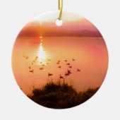 Zonset van roze en perzikmeer keramisch ornament (Voorkant)