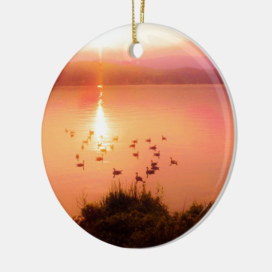 Zonset van roze en perzikmeer keramisch ornament (Links)