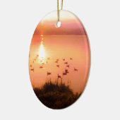 Zonset van roze en perzikmeer keramisch ornament (Links)