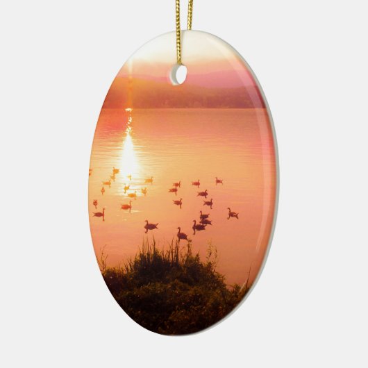 Zonset van roze en perzikmeer keramisch ornament (Links)