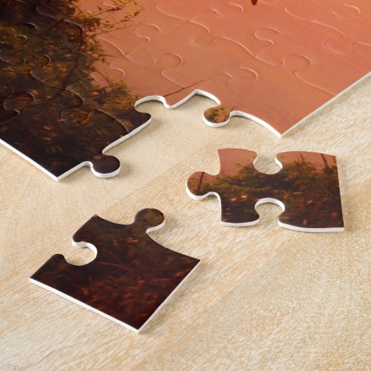 Zonset van roze en perzikmeer legpuzzel (Zijkant)