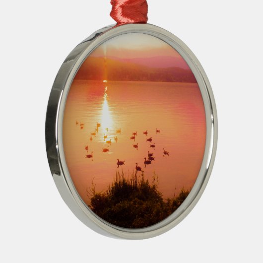 Zonset van roze en perzikmeer metalen ornament (Rechts)