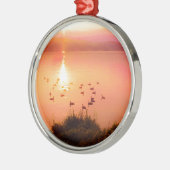 Zonset van roze en perzikmeer metalen ornament (Links)