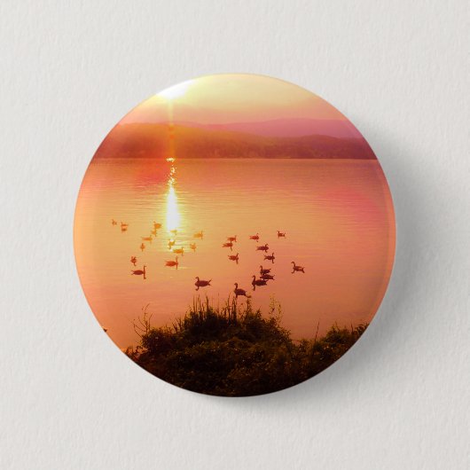 Zonset van roze en perzikmeer ronde button 5,7 cm (Voorkant)