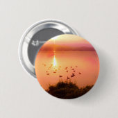 Zonset van roze en perzikmeer ronde button 5,7 cm (Voorkant /achterkant)