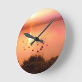 Zonset van roze en perzikmeer ronde klok (Hoek)