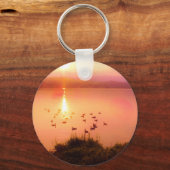 Zonset van roze en perzikmeer sleutelhanger (Voorkant)