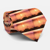 Zonset van roze en perzikmeer stropdas (Opgerold)