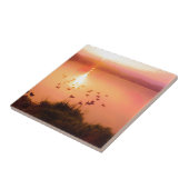 Zonset van roze en perzikmeer tegeltje (Zijkant)