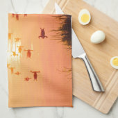 Zonset van roze en perzikmeer theedoek (Quarter Fold)
