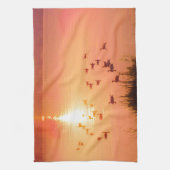 Zonset van roze en perzikmeer theedoek (Verticaal)