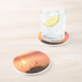 Zonset van roze en perzikmeer zandsteen onderzetter (Zijkant)