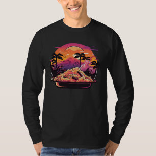 Zonsondergang 80s Retrowave Gebakken Rijst met Est T-shirt