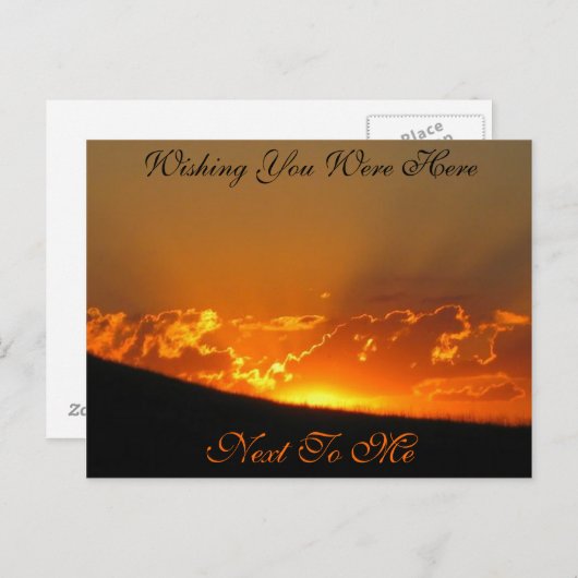 Zonsondergang aan de horizon / Wens dat je hier wa Briefkaart (Voorkant / Achterkant)