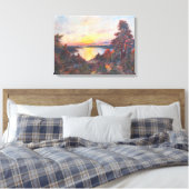 Zonsondergang aan de kust (door Kimon Loghi) Canvas Afdruk (Insitu (Slaapkamer))