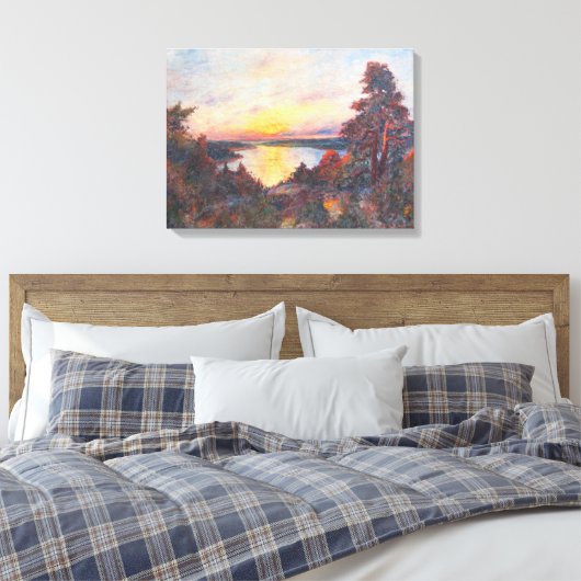 Zonsondergang aan de kust (door Kimon Loghi) Canvas Afdruk (Insitu (Slaapkamer))
