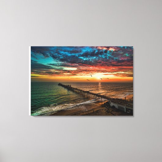 Zonsondergang aan de Oceanside Pier Canvas Afdruk (Voorkant)